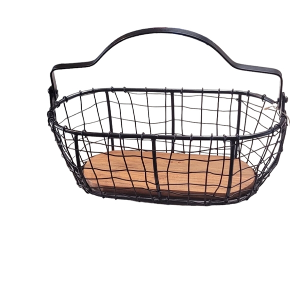 Metal & Wood Wire Basket - Picture 6 of 13